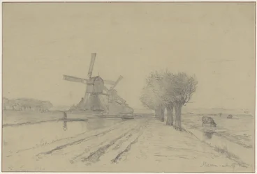De Rode Molen en Sluismolen aan de vliet langs de Meentweg in De Meern